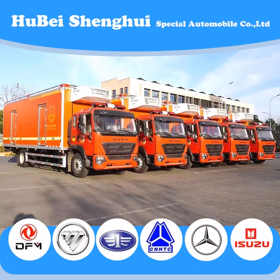 HOWO 15 Ton 10 Ton refrigerado Food Freezer Cooling Box Caminhão Refrigerado 300HP Van Cargo Cooling Transport Box Truck para Leite Meat Ice Cream Delivery