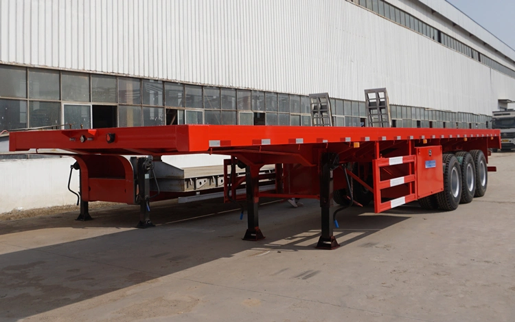 (Spot Discount) China 3/Tri Axles 60 Tons 20/40 Foot FT Container Shipping Flat Deck High Bed Platform Triaxle Flatbed Truck Semi Trailer for Sale Price
