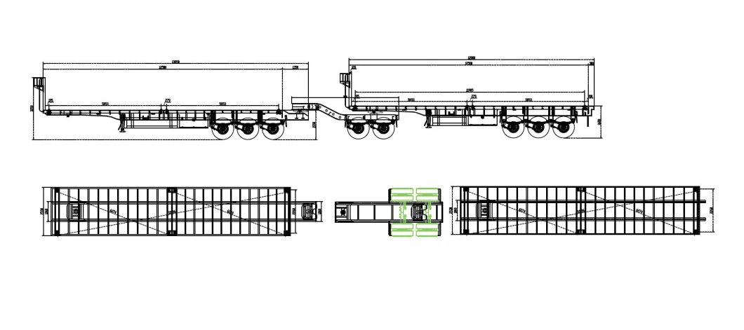 Mongolia Coal Loading Two Flatbed Semitrailer Container Trailer Container Dump Skeleton Truck Low Boy Dolly Lowbed Truck Trailer