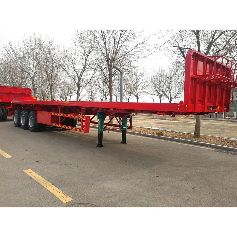3 Axle 20FT 40FT 60tons Truck Flatbed Semi Trailer with Container Locks