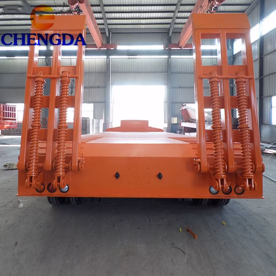 Escavadeira de 3 eixos para serviço pesado, transporte, pescoço de ganso, rebocador rebaixado, plataforma baixa, semirreboque para caminhão