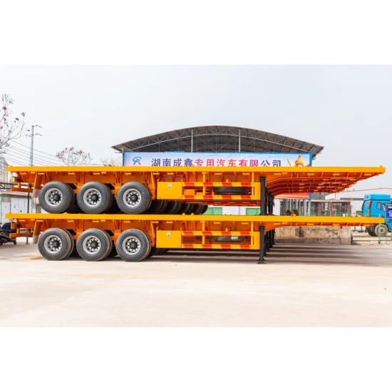 Caminhão de 3 eixos fabricado na China para transporte pesado semi-reboque porta-contêineres de mesa