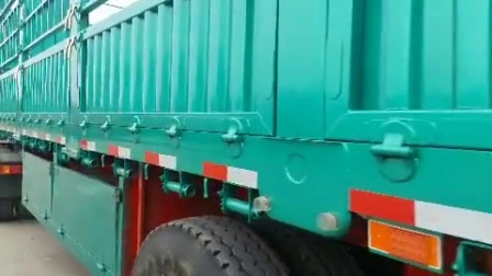 2/3 eixos pesados ​​parede lateral/placa lateral/lado de queda/cerca/estaca caminhão utilitário de carga semi-reboque com trava de contêiner
